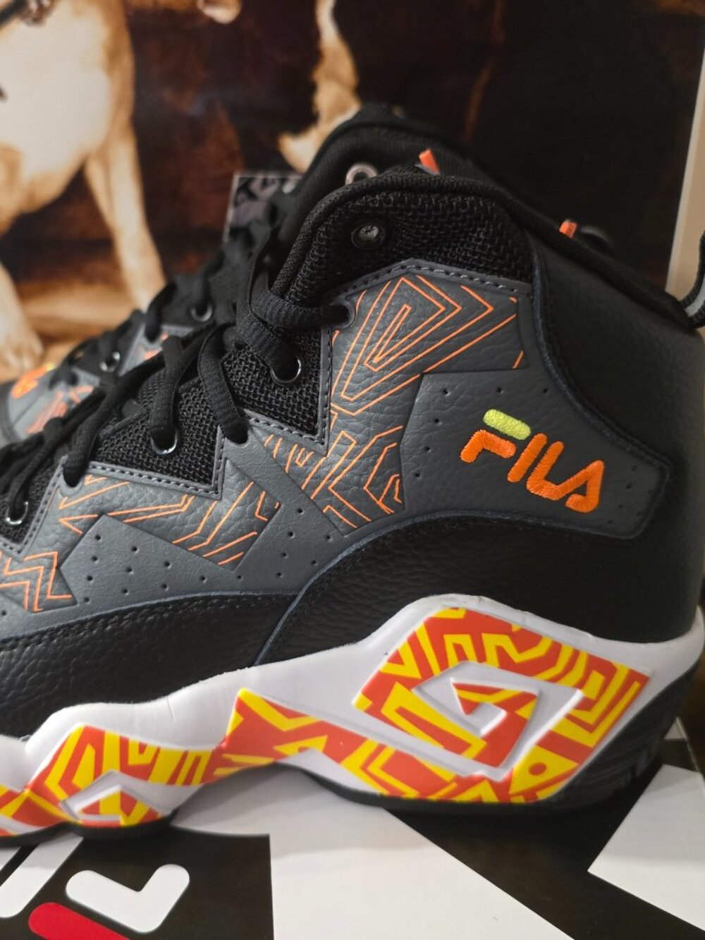 FILA - Men's MB Shoes (1BM01742 054) Basketball Black Orange Men's Size 12 NEW
